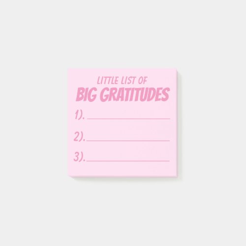 Pink Little List Of Big Gratitude Post-it Notes