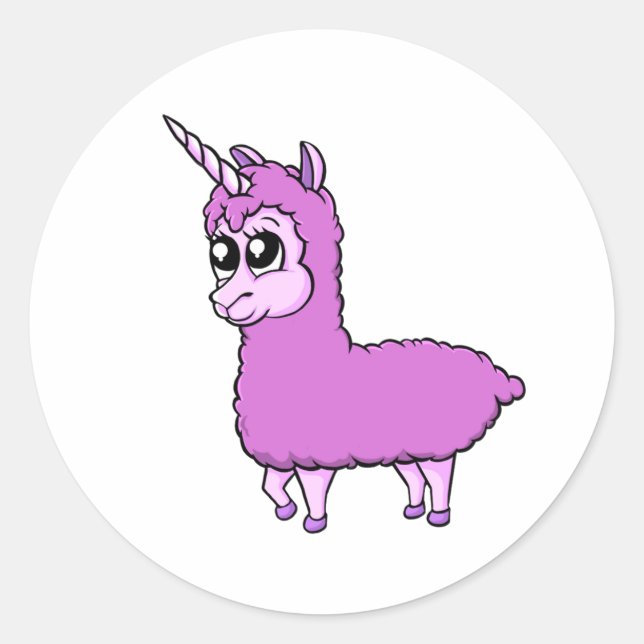 Pink  Little Llamacorn Classic Round Sticker (Front)