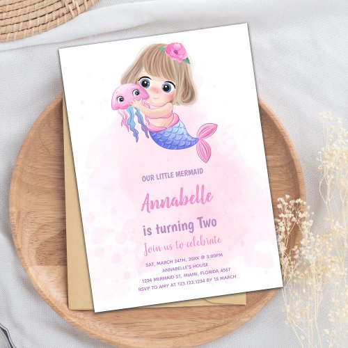 Pink little Mermaid Invitations