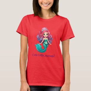 Pink little mermaid princess rainbow colorful kids T-Shirt