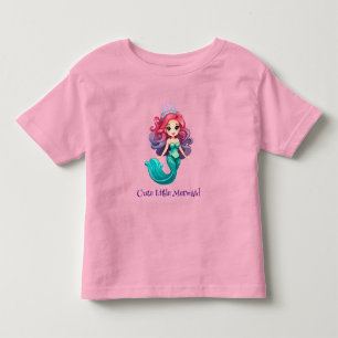 Pink little mermaid princess rainbow colorful kids toddler t-shirt
