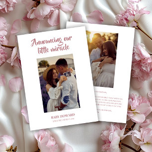 Pink Little Miracle Photo Pregnancy Announcement