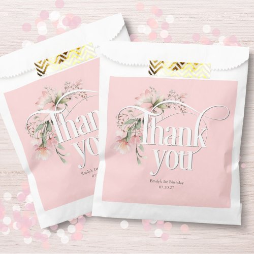 Pink little Miss Onederful Baby Girl 1st birthday Favor Bag