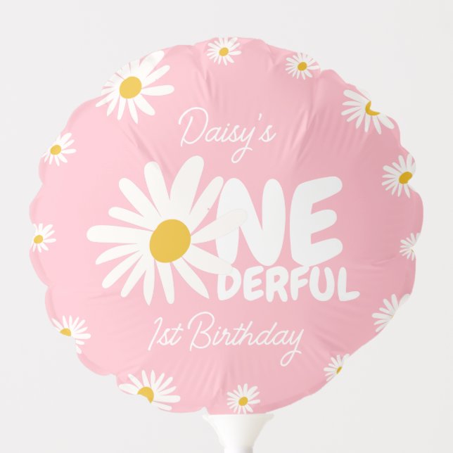 Pink Little Miss ONEderful Daisy 1st Birthday Balloon (Front)