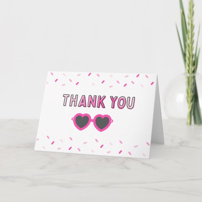 Pink Little Miss Threenager Thank You Cards (Front)