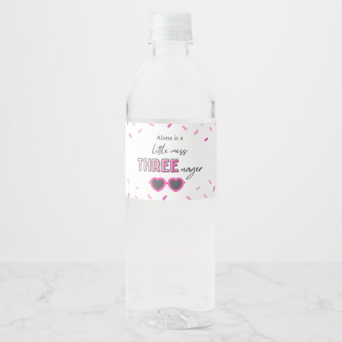 Pink Little Miss Threenager Water Bottle Labels