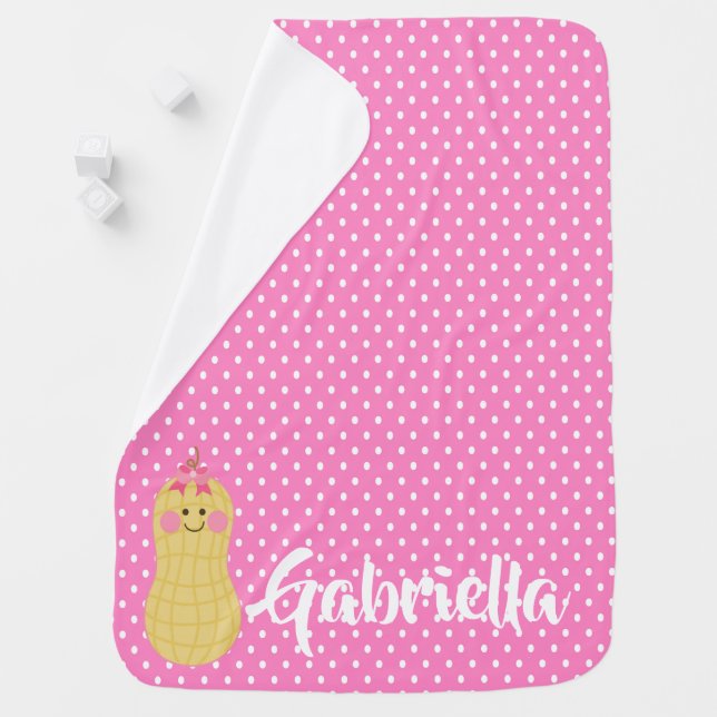 Pink Little Peanut Personalized  Baby Blanket (In Situ)