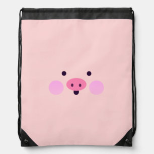 Pink Little Piggy Drawstring Backpack