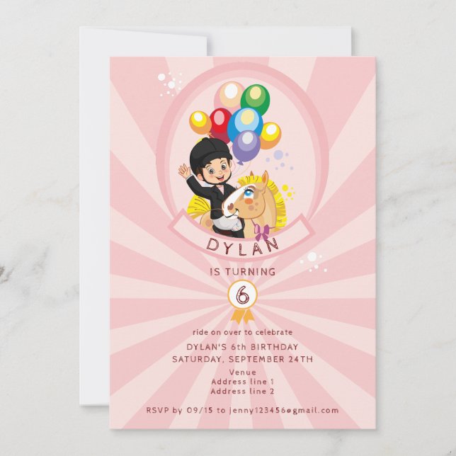 Pink Little Pony Horse Themed Girls Birthday Party Invitation (Front)