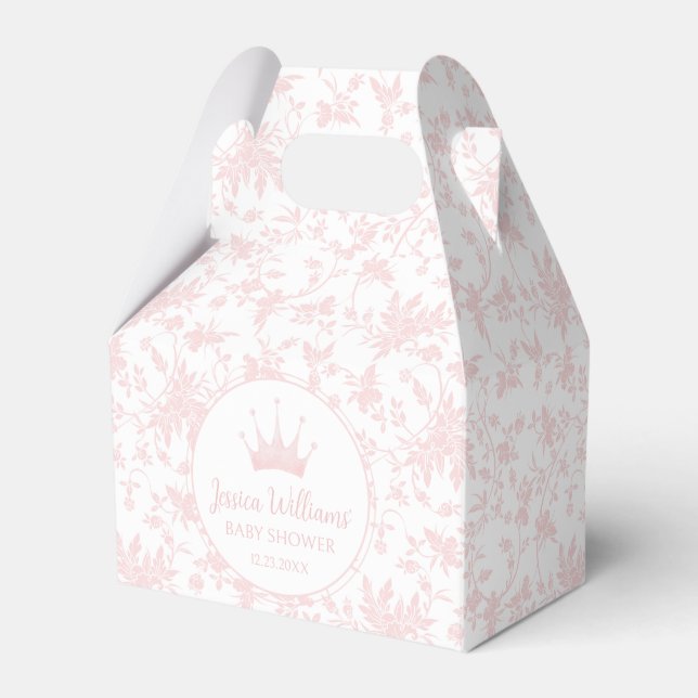 Pink little princess baby shower candy favor box (Front Side)