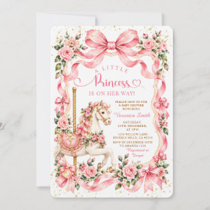 Pink Little Princess Baby Shower Carousel Horse Invitation