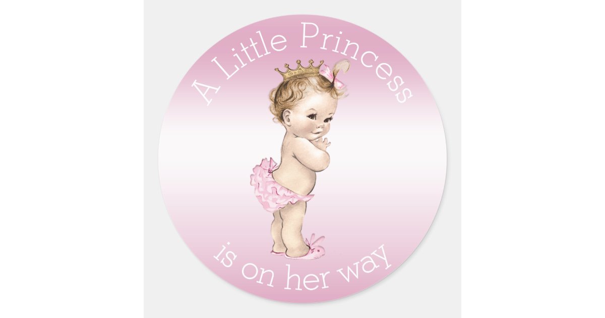 Pink Little Princess Baby Shower Classic Round Sticker Zazzle Com