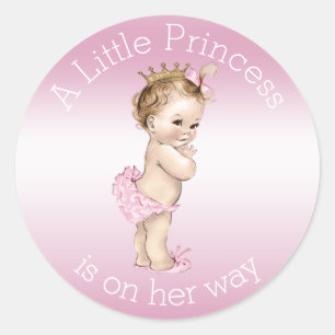 Pink Little Princess Baby Shower Classic Round Sticker