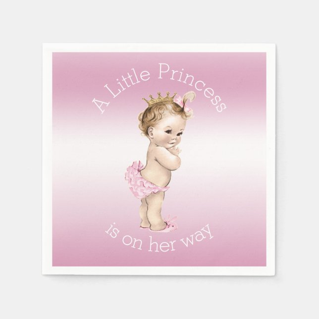Pink Little Princess Baby Shower Napkins (Front)