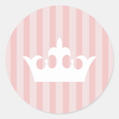 Pink Little Princess Crown Striped Baby Classic Round Sticker