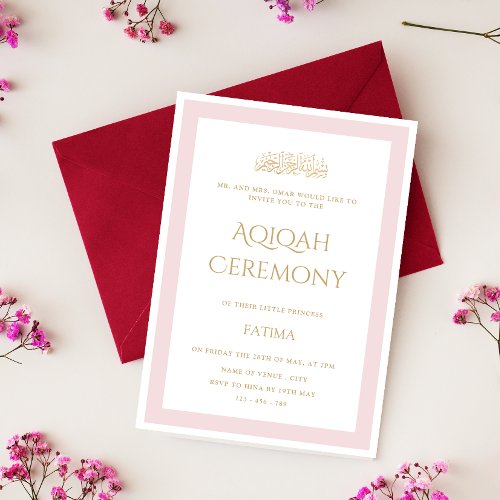 Pink Little Princess Minimal Gold Aqiqah Ceremony
