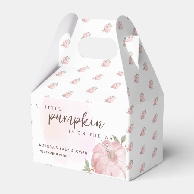 Pink Little Pumpkin Autumn Fall Baby Shower Favor Boxes (Front Side)