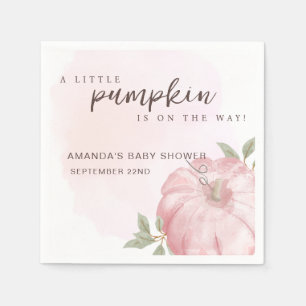 Pink Little Pumpkin Autumn Fall Baby Shower Napkins