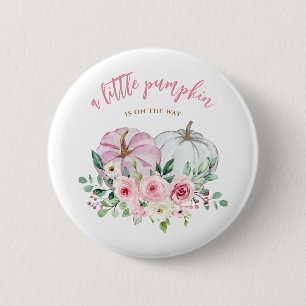 Pink Little Pumpkin Baby Shower Button