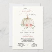 Pink Little Pumpkin Baby Shower by Mail Invitation