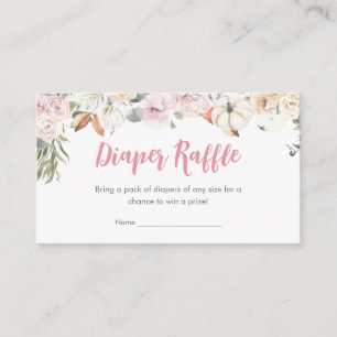 Pink Little Pumpkin Baby Shower Diaper Raffle Enclosure Card