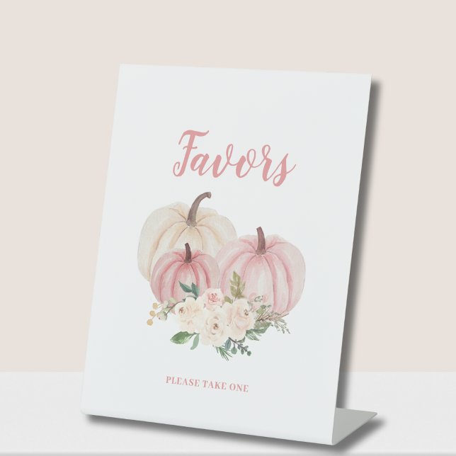 Pink Little Pumpkin Baby Shower Favor  Pedestal Sign (Creator Uploaded)