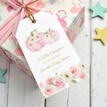 Pink Little Pumpkin Baby Shower Favor Tags