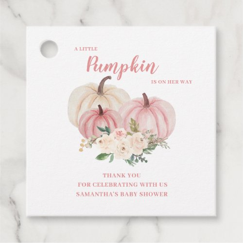 Pink Little Pumpkin Baby Shower Favor Tags