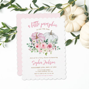 Pink Little Pumpkin Baby Shower Invitation