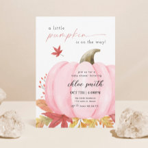Pink Little Pumpkin Baby Shower Invitation
