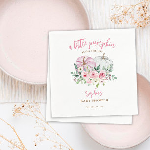 Pink Little Pumpkin Baby Shower Napkins