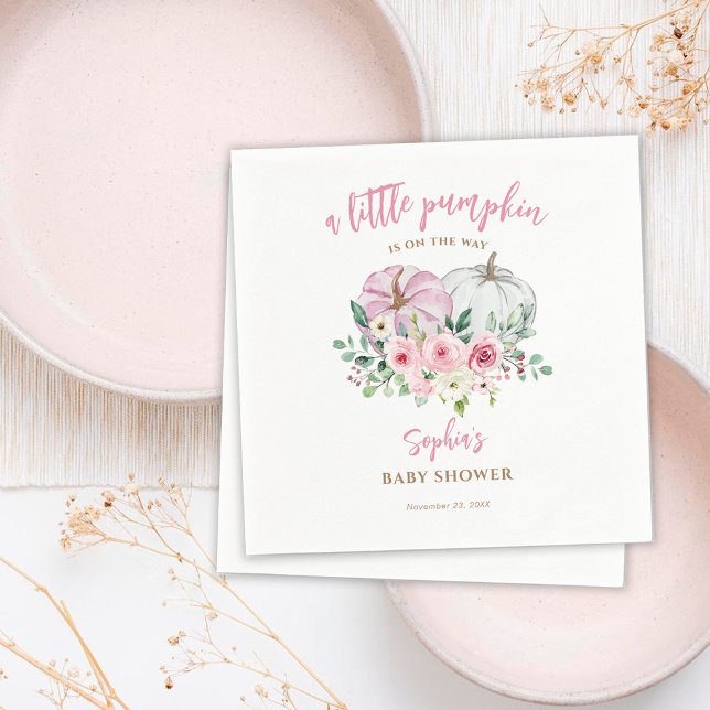Pink Little Pumpkin Baby Shower Napkins (Creator Uploaded)