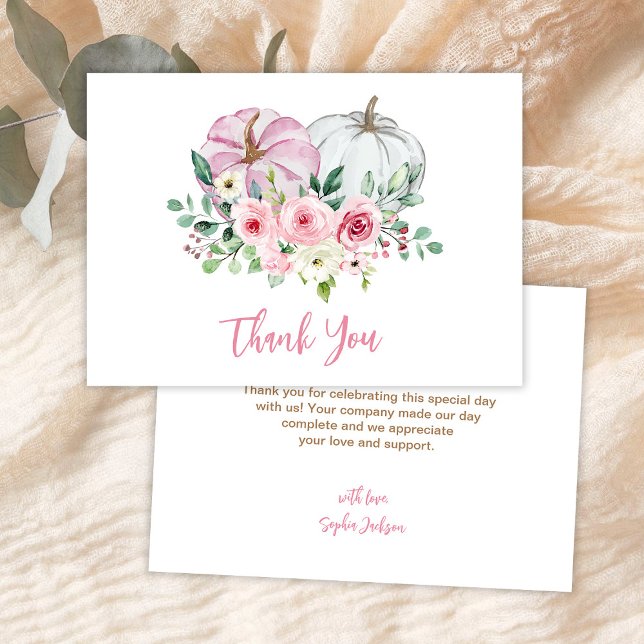 Pink Little Pumpkin Baby Shower Thank You Card (Creator Uploaded)
