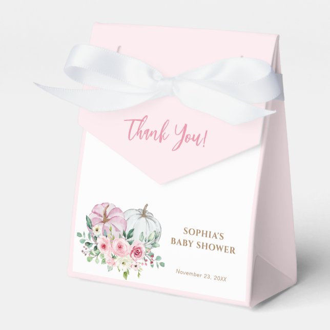 Pink Little Pumpkin Baby Shower Thank You Favor Boxes (Front Side)