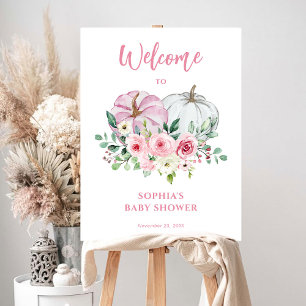 Pink Little Pumpkin Baby Shower Welcome Foam Board