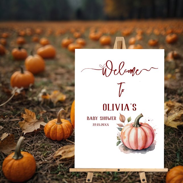 Pink Little Pumpkin Baby Shower Welcome Sign (Creator Uploaded)