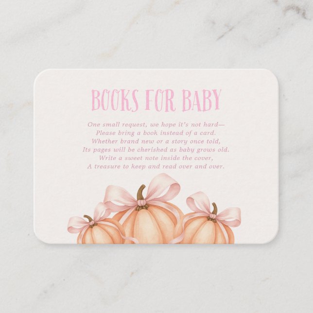 Pink Little Pumpkin Books for Baby card (Front)