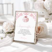 Pink Little Pumpkin Bow Diaper Raffle Baby Shower