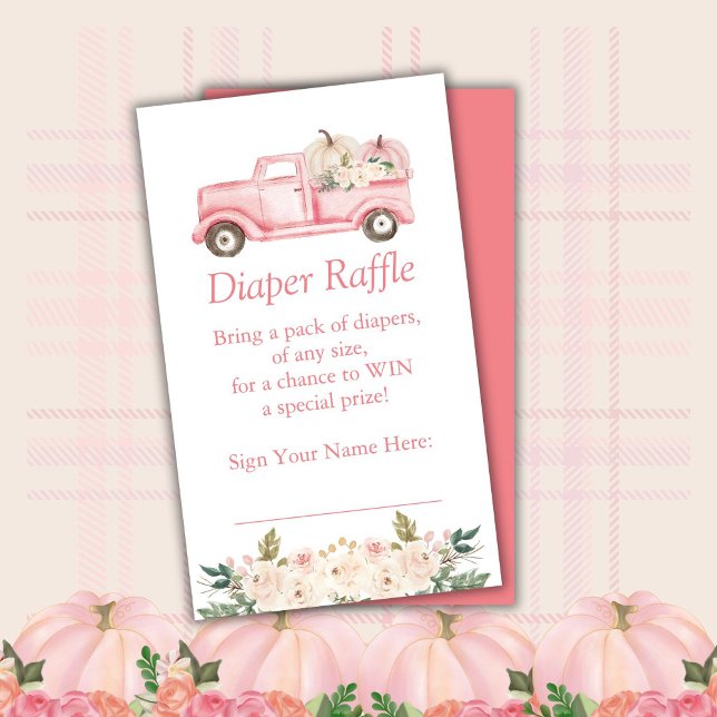 Pink Little Pumpkin Diaper Raffle Ticket Enclosure Card (Creator Uploaded)