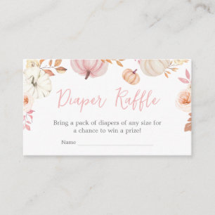 Pink Little Pumpkin Fall Baby Shower Diaper Raffle Enclosure Card