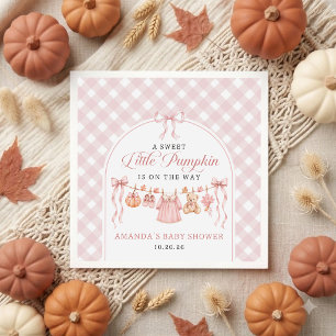 Pink Little Pumpkin Fall Baby Shower Napkins