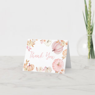 Pink Little Pumpkin Fall Baby Shower Thank You Card