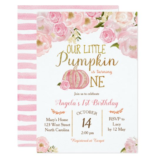 Pink Little Pumpkin Fall Birthday Invitation | Zazzle.com
