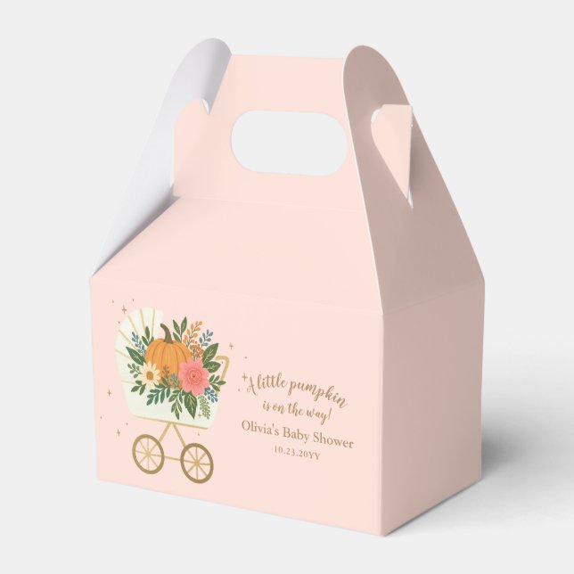 Pink Little Pumpkin Girl Baby Shower Favor Boxes (Front Side)