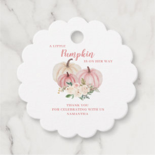 Pink Little Pumpkin Girl Baby Shower Favor Tags