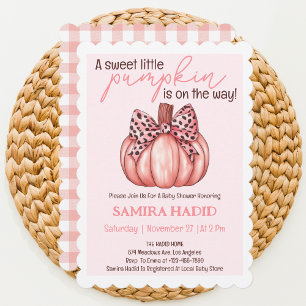 Pink Little Pumpkin It's a Girl Autumn Baby Shower Invitation