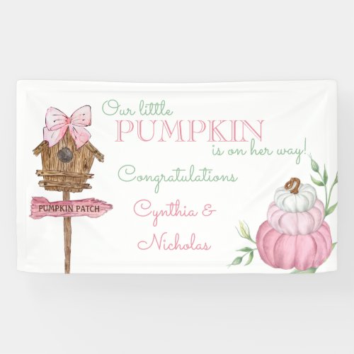 Pink Little Pumpkin Patch Girl Baby Shower Banner