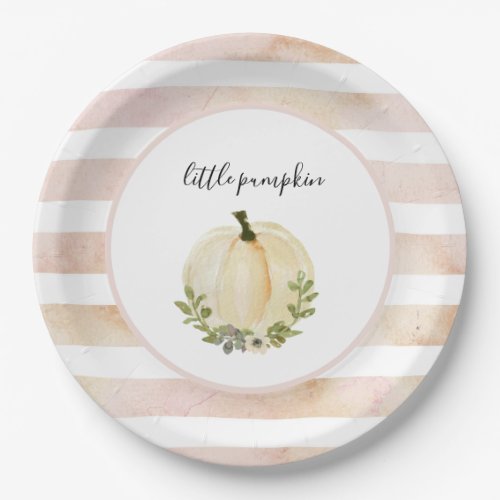 Pink Little Pumpkin Plates Rustic Fall Baby Shower