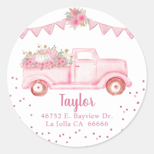 Pink Little Pumpkin Return Address Labels