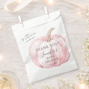 Pink Little Pumpkin Simple Autumn Baby Girl Shower Favor Bag